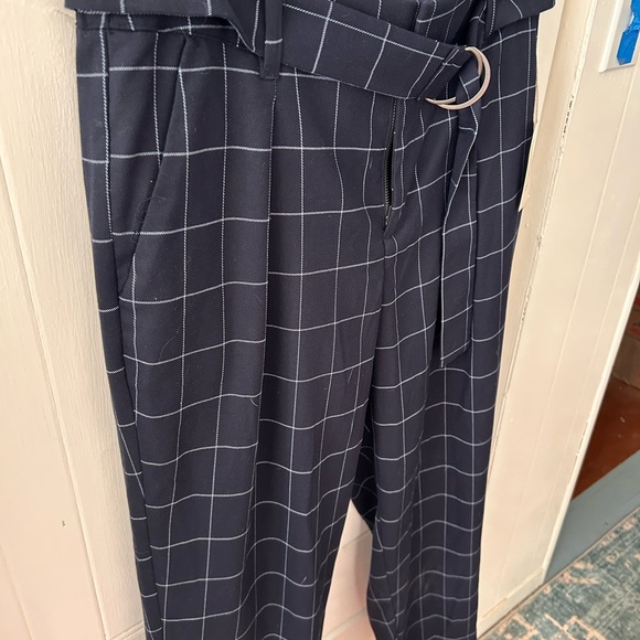 A New Day Women’s Navy/White Checkered Pants NWT, Belted with Front/Back Pockets - Picture 3 of 10